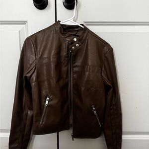 Forever 21 Women's Brown Faux Leather Jacket